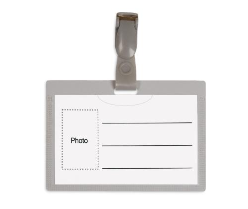 Nimesildihoidja plastikklambriga 54x90mm horisontaalne+klips hall