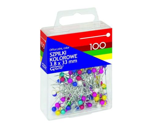 Nööpnõelad värvilised 100tk pakis GRAND