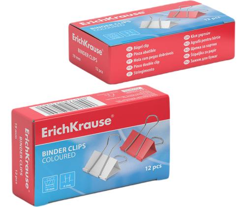 Paberiklamber 19mm värvilised 12tk pakis ERICH KRAUSE