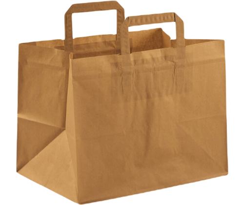 Paberkott lameda sangaga, laia põhjaga 317x218x245 mm, 70 gsm, pruunist jõupaberist