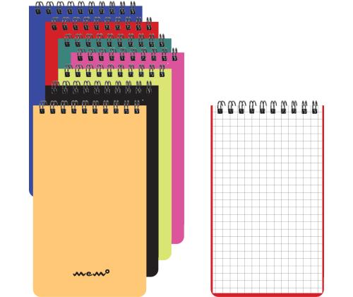 kaustik spiraalköites A6 MEMO ruuduline värvivalik 60 lehte