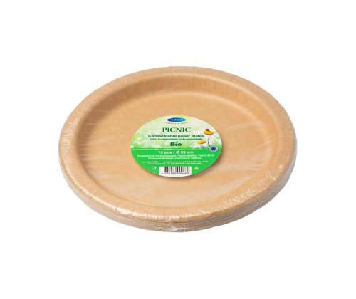 Papptaldrik SMILE 18cm Kraft, bio-kattega 12tk