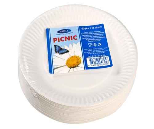 Papptaldrik SMILE 18cm valge, 50tk