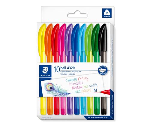 Pastapliiats korgiga STAEDTLER Ball 4320 M1,0mm 10 värvi komplekt
