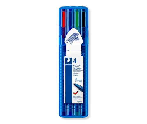 Pastapliiats korgiga STAEDTLER triplus® ball 437 M1,0mm 4 värvi komplekt