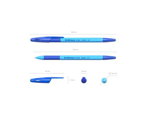 Pastapliiats korgiga ERICH KRAUSE R-301 Neon 0,7mm sinine