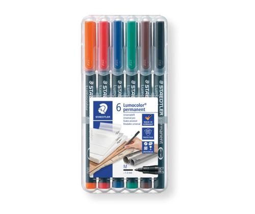 Permanentne marker OHP STAEDTLER Lumocolor 317 M 1,0mm 6 värvi komplekt