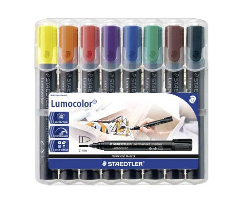 Permanentsete markerite komplekt koonilise otsaga STAEDTLER Lumocolor 352 8 värvi komplekt  KUIVAB KIIRESTI