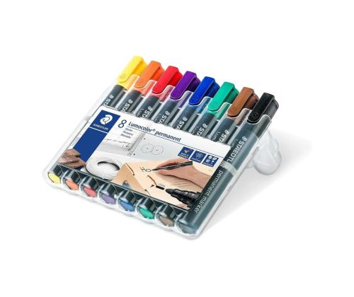 Permanentsete markerite komplekt koonilise otsaga STAEDTLER Lumocolor 352 8 värvi komplekt  KUIVAB KIIRESTI
