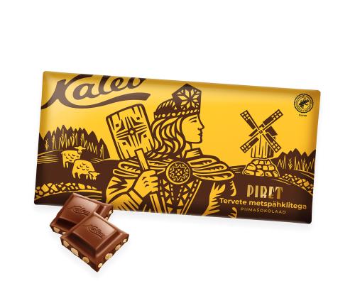 Piimašokolaad KALEV Piret tervete metspähklitega 300g