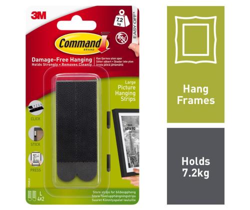 Pildikinnitusribad 3M COMMAND 17206BLK L suurus must, 7,2kg