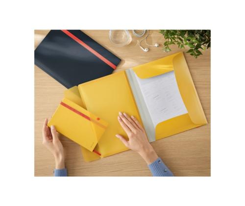 Plastmapp A4 kummiga lisataskuga LEITZ Cosy kollane