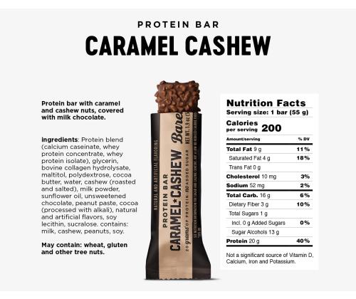 Proteiinibatoon BAREBELLS Caramel & Cashew 55g