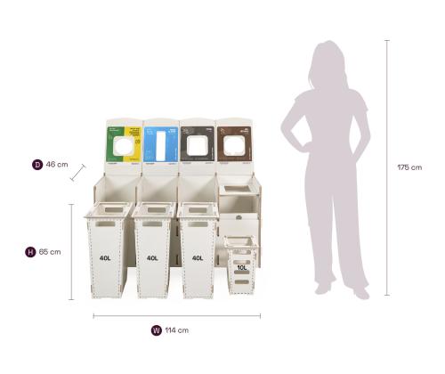 Prügikast 3x40L & 1x10L sorteerimisjaam SORTAIDER Container W4