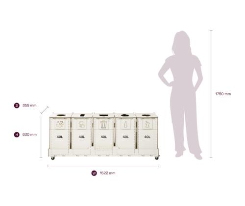 Prügikast 40L x 5 sorteerimisjaam SORTER 40W5