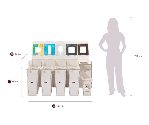 prügikast 4x40L & 1x10L sorteerimisjaam SORTAIDER Container B5