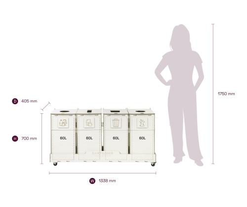 Prügikast 60L x 4 sorteerimisjaam SORTER 60W4
