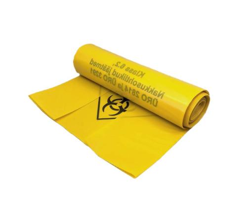 Prügikott ohtlike jäätmete 75L (650x1000mm) LDPE 100mic kollane 10tk rullis