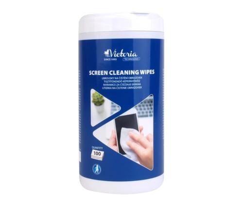 Puhastuslapid ekraanile niisutatud VICTORIA 100tk purgis