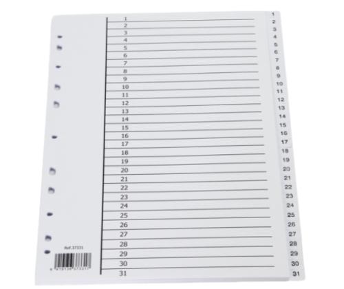 Registri vahelehed A4 1-31 valge plast
