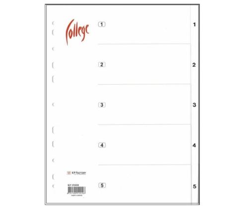 Registri vahelehed A4 1-5 valge plast