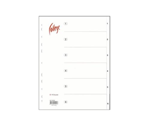Registri vahelehed A4 1-6 valge plast