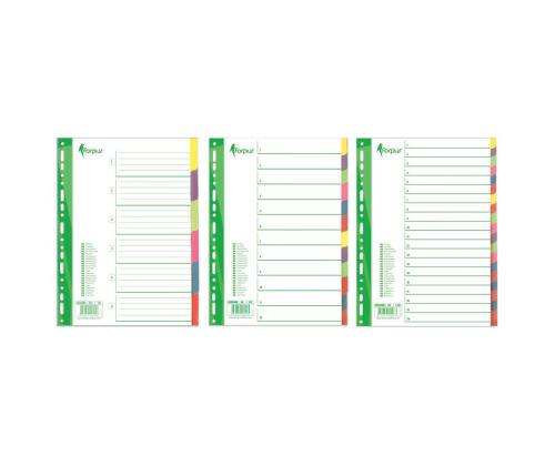 Registri vahelehed A4 1-6 värviline kartong FORPUS