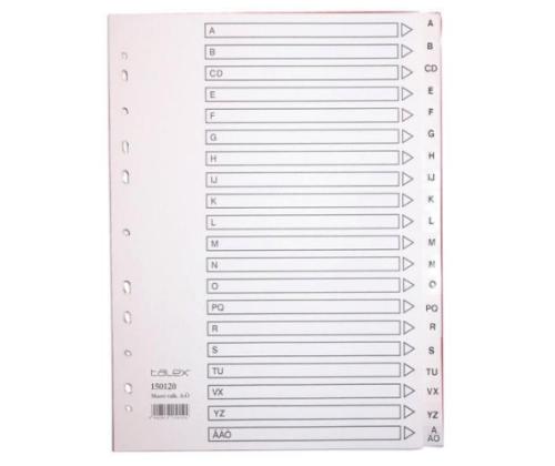 Registri vahelehed A4 A-Ö valge plast