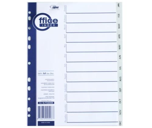 Registri vahelehed A4 Jaanuar-Detsember hall plast