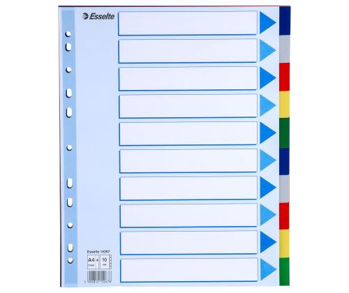 Registri vahelehed ESSELTE Maxi A4+ 10 värvi plast