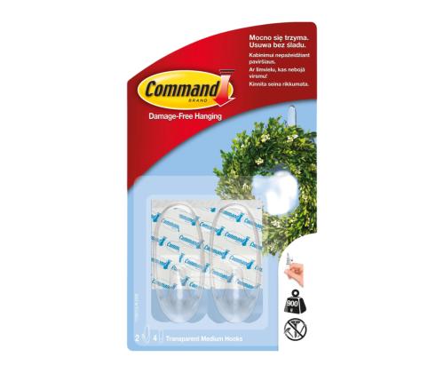 Riputuskonks 3M COMMAND 17091 läbipaistev M (900g) 2tk pakis