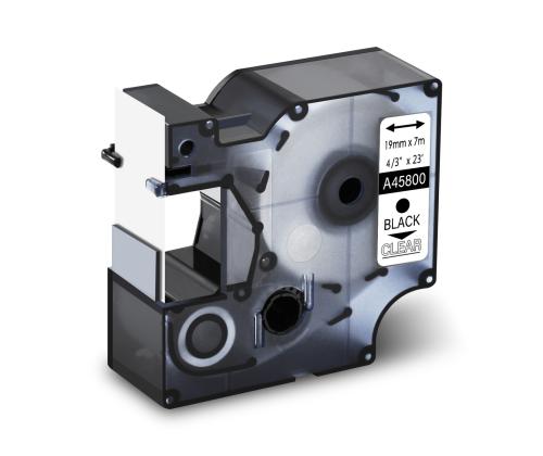 Kleepkirjalintmarkeerimislint DYMO A45800 19mm mustläbipaistval analoog