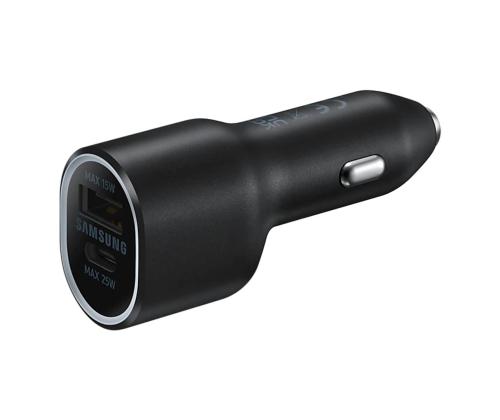 Samsung Duo Car Charger, USB-A, USB-C, 25 W + 15 W, must - Autolaadija