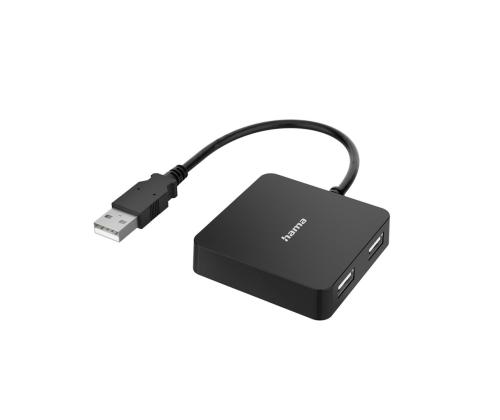 Hama USB Hub, 4 liidest, USB 2.0, must - USB jagaja