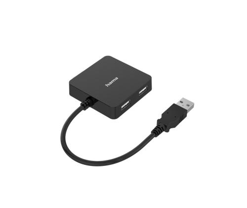 Hama USB Hub, 4 liidest, USB 2.0, must - USB jagaja