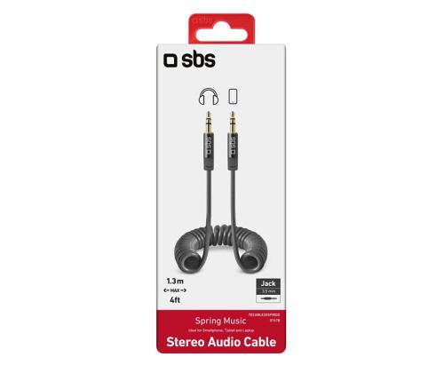 Cable SBS Coiled 3,5mm/3,5mm 25-130cm Black