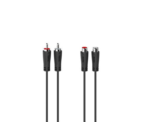 Hama Audio Extension Cable, 2 RCA pistikut - 2 RCA pesa, 1.5 m, must - Kaabel