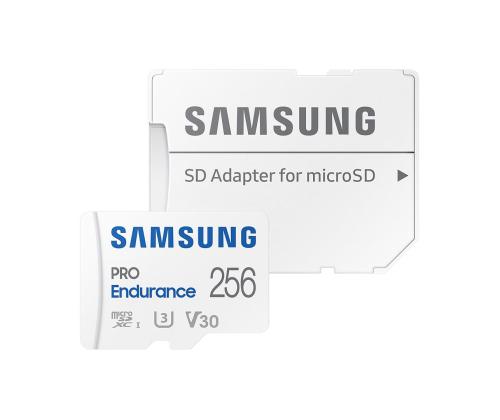 Samsung PRO Endurance, microSDXC + SD adapter, 256 GB, valge - Mälukaart