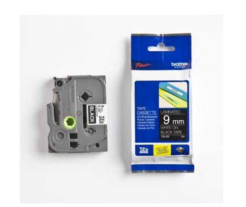 Lint valge kiri mustal taustal 8m x 9mm, Brother