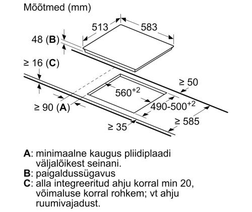 Bosch seeria 4, laius 58,3 cm, terasraamiga, must - Integreeritav keraamiline pliidiplaat