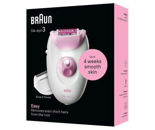 Braun Silk epil 3, valge/roosa - Epilaator