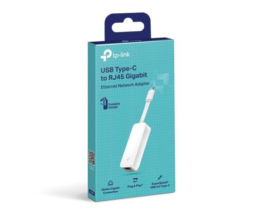 TP-Link UE300C, USB-C -> RJ45 Gigabit Ethernet, valge - Võrguadapter