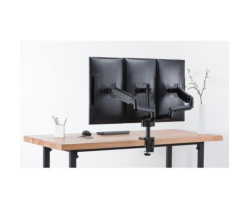 Deltaco Triple Gas Spring, 17''-27'', 7 kg, 3 monitori, must - Monitori lauakinnitus