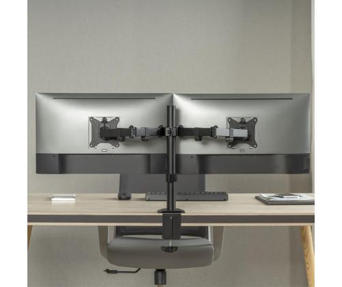 Deltaco Dual Desk Mount, 13-32'', must - Monitori statiiv