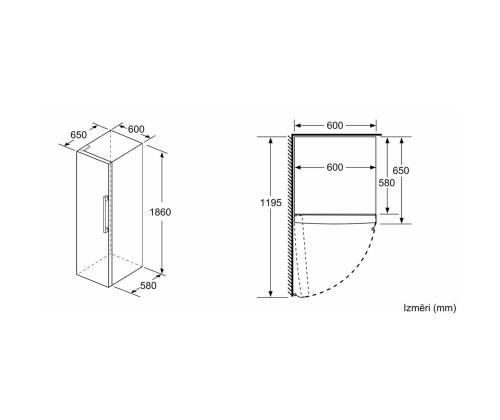 Bosch Seeria 4, NoFrost, 346 L, kõrgus 186 cm, must - Jahekapp