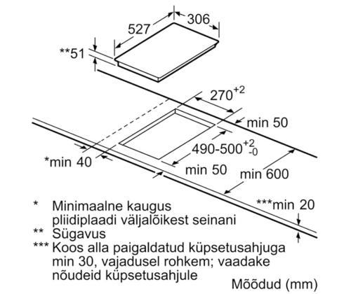 Bosch seeria 6, laius 30,6 cm, terasraamiga, must - Integreeritav induktsioonpliidiplaat