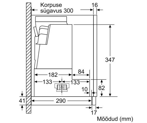 Bosch, 728 m³/h, laius 59,8 cm, hõbedane - Integreeritav õhupuhasti