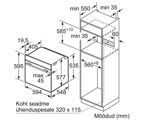 Bosch Seeria 8, 71 L, pürolüütiline puhastus, must - Integreeritav ahi