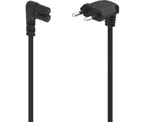 Hama Power Cord, 2-pin 90°, 1,5 m, must - Voolukaabel