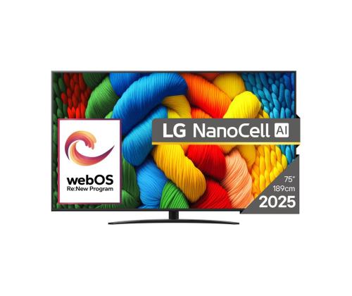 LG NANO81 AI, 75'', LED LCD, NanoCell, must - Teler